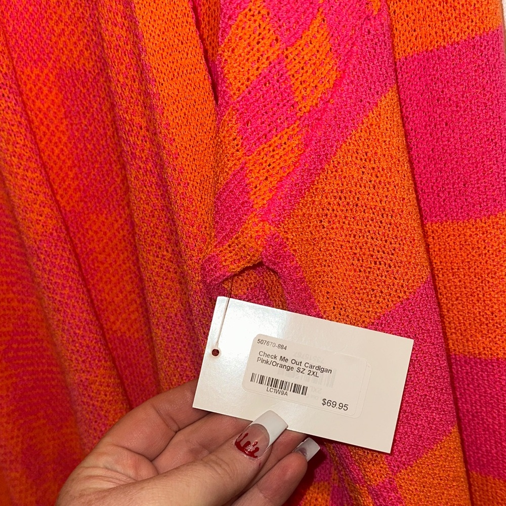 DAVI & DANI Vibrant Pink and Orange Cardigan - Picture 4 of 4